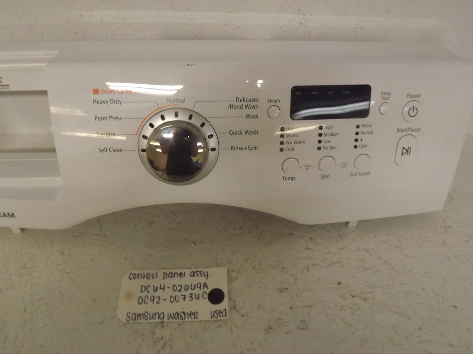 Samsung Washer DC64-02669A DC92-00736C Control Panel Assembly Used Samsung Washer DC64-02669A DC92-00736C Control Panel Assembly Used